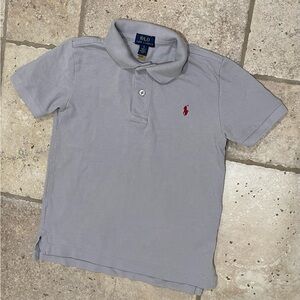 College Mesh Knit Top Polo by Ralph Lauren (COA QR Code) Kids Light Gray Shirt